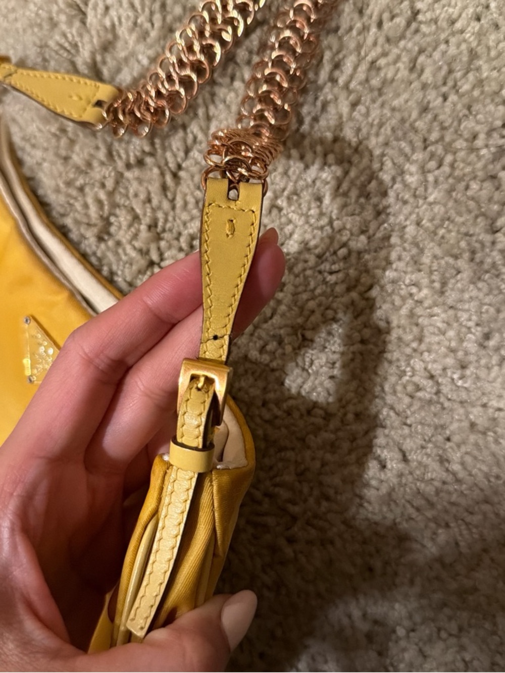 Prada Mustard Yellow Chain-Handle Shoulder Bag - Picture 10 of 12